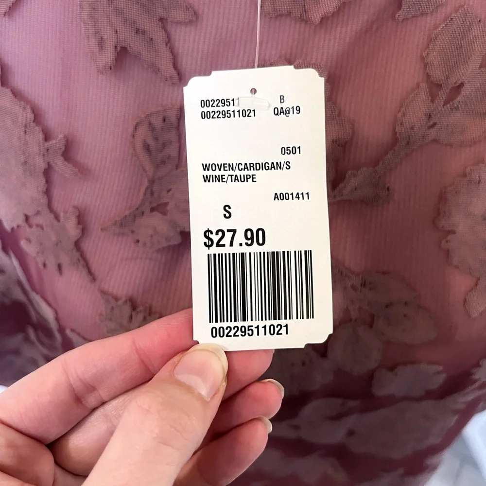 NWT - Sheer Floral Velvet and Chiffon Kimono | Wine, Gold | Women’s Small